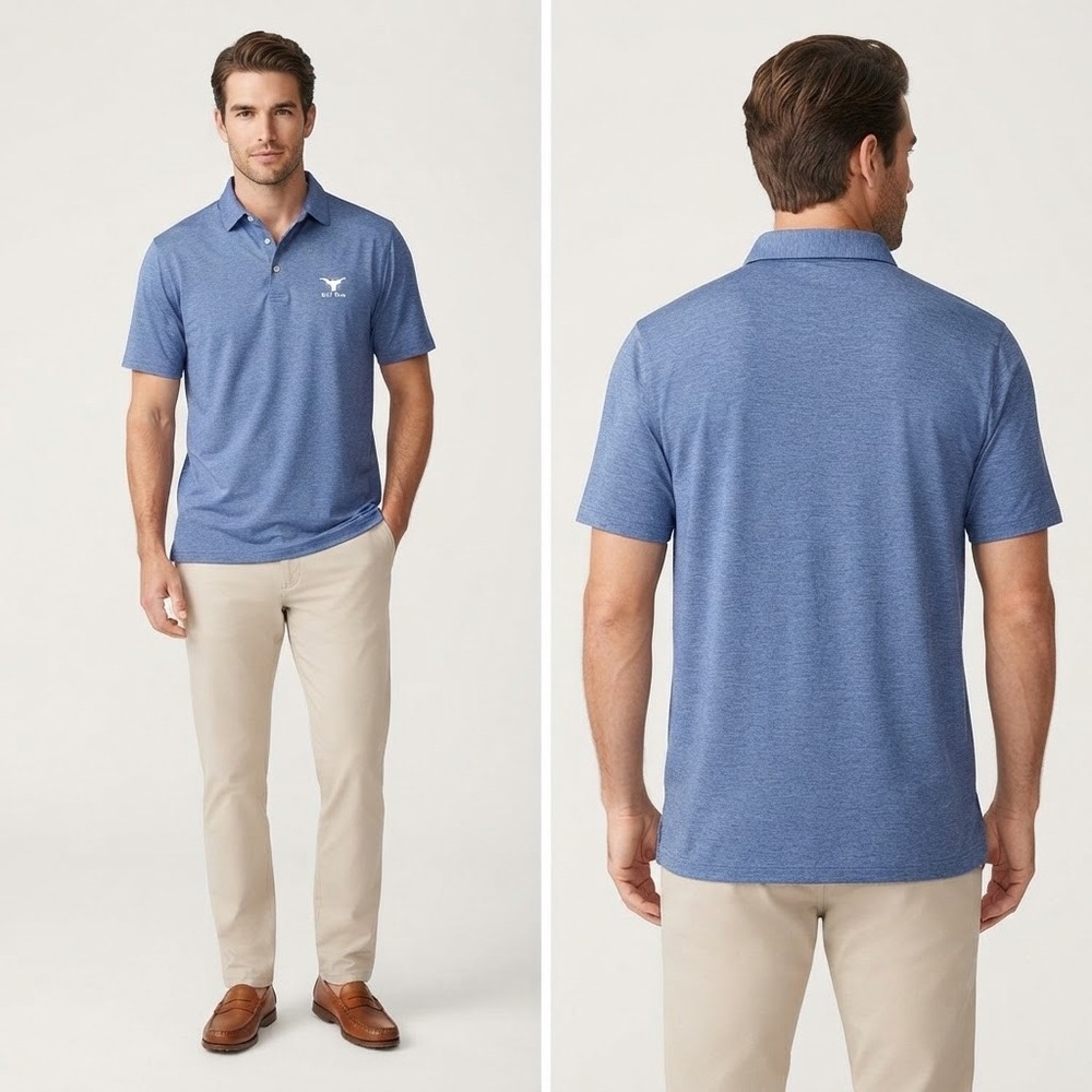 Peter Millar Summer Comfort Blue Heather Golf Club Polo Mens Large MS19EK01S